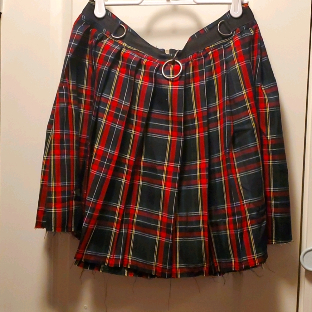 BNWT Current Mood Crimson Dress Code Plaid Skirt